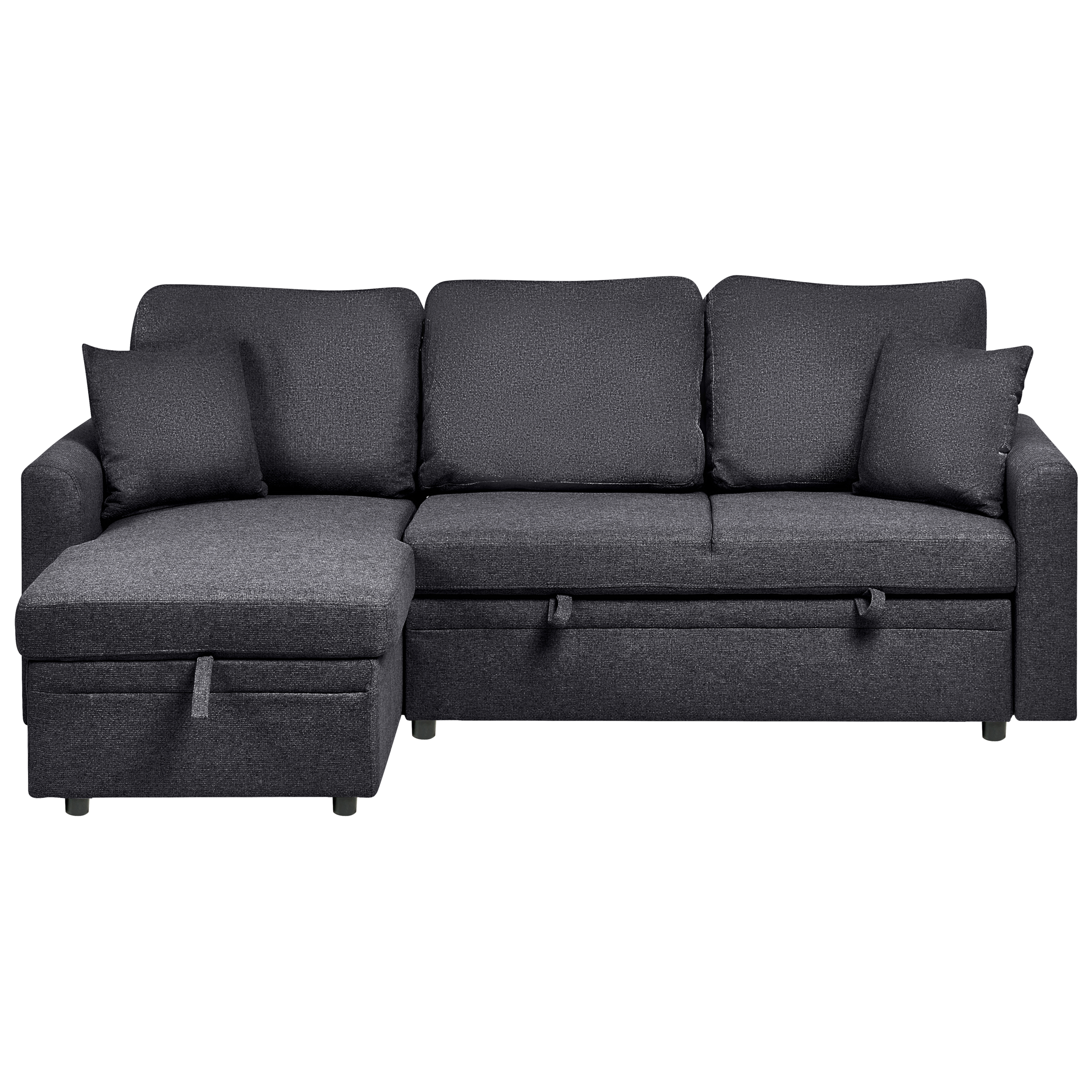 Hörnbäddsoffa 3-sits NASSJO Konstlinne Svart Vänstervänd