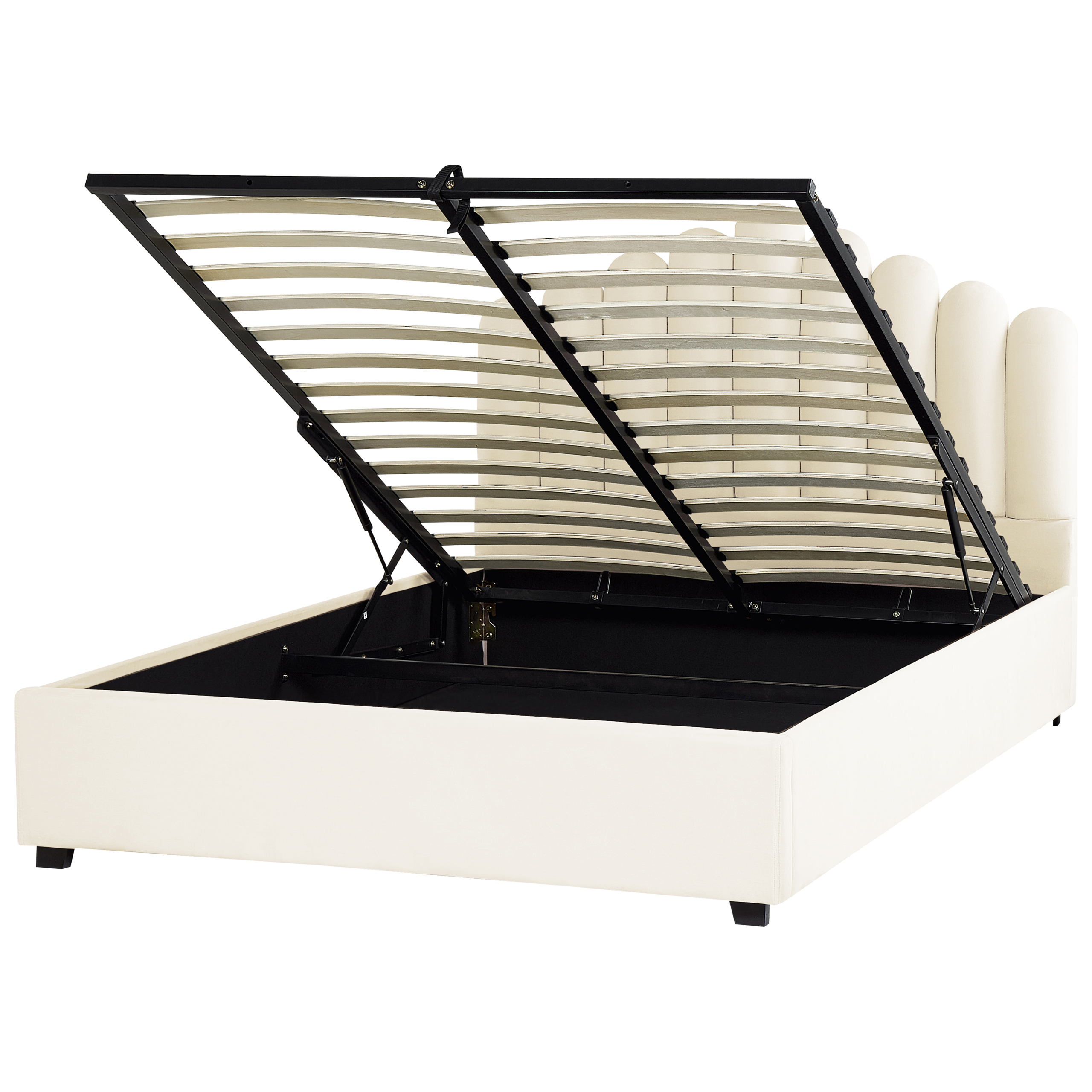 Säng med förvaring VINCENNES Sammet Off-White 160 x 200 cm