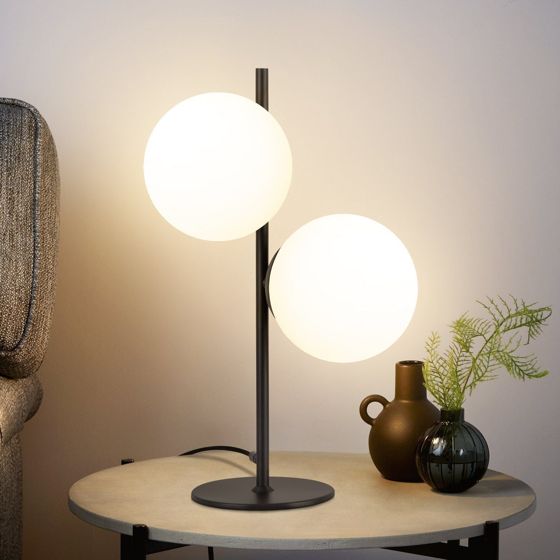NETTLIFE bordslampa svart sänglampa för vardagsrum E27 modern design glas industriell vintage metall 2 lampor