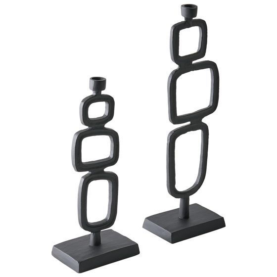 Set med 2 ljusstakar SIPANJE 35/48 cm Metall Svart