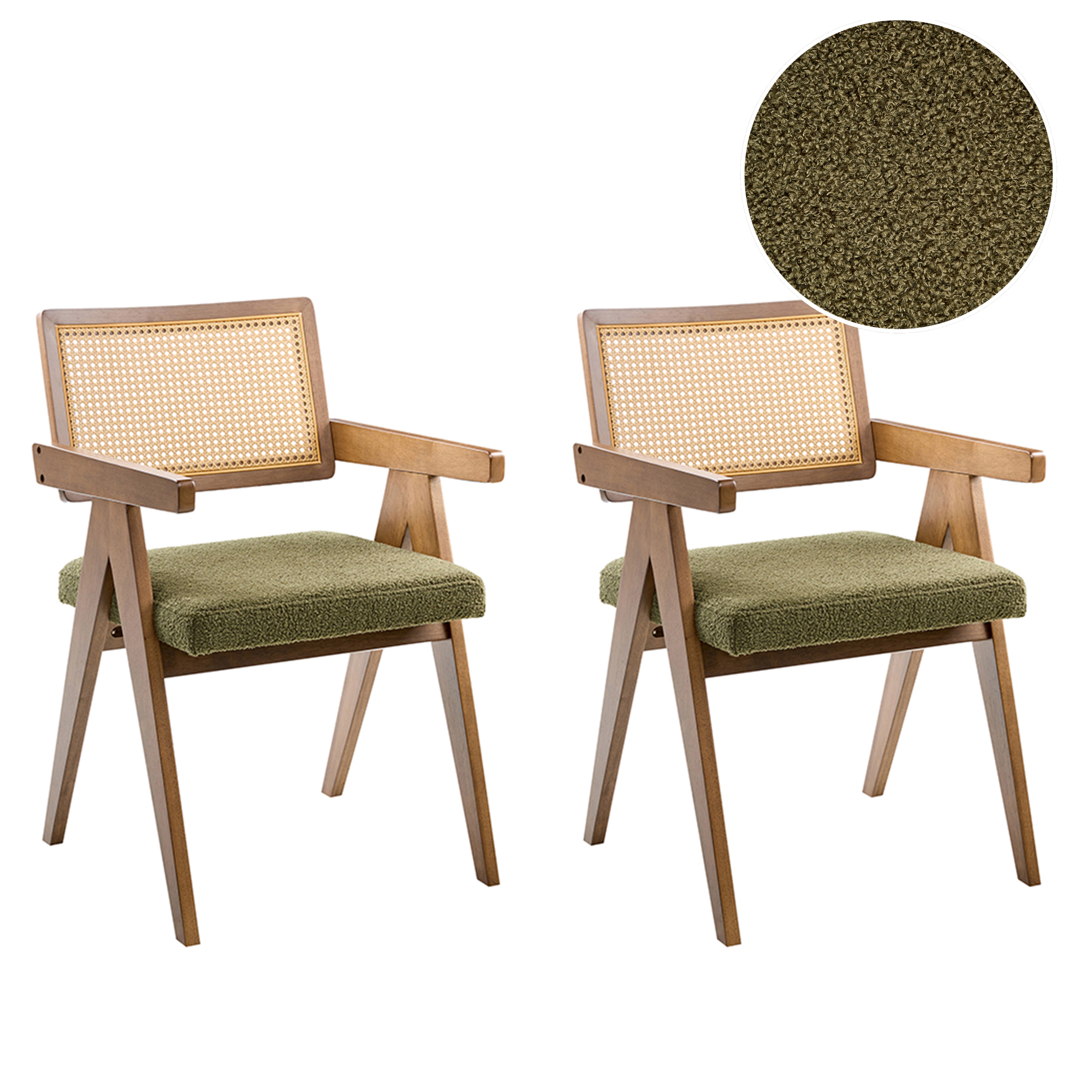 Set med 2 matstolar AVA Trä Brun/ Grön