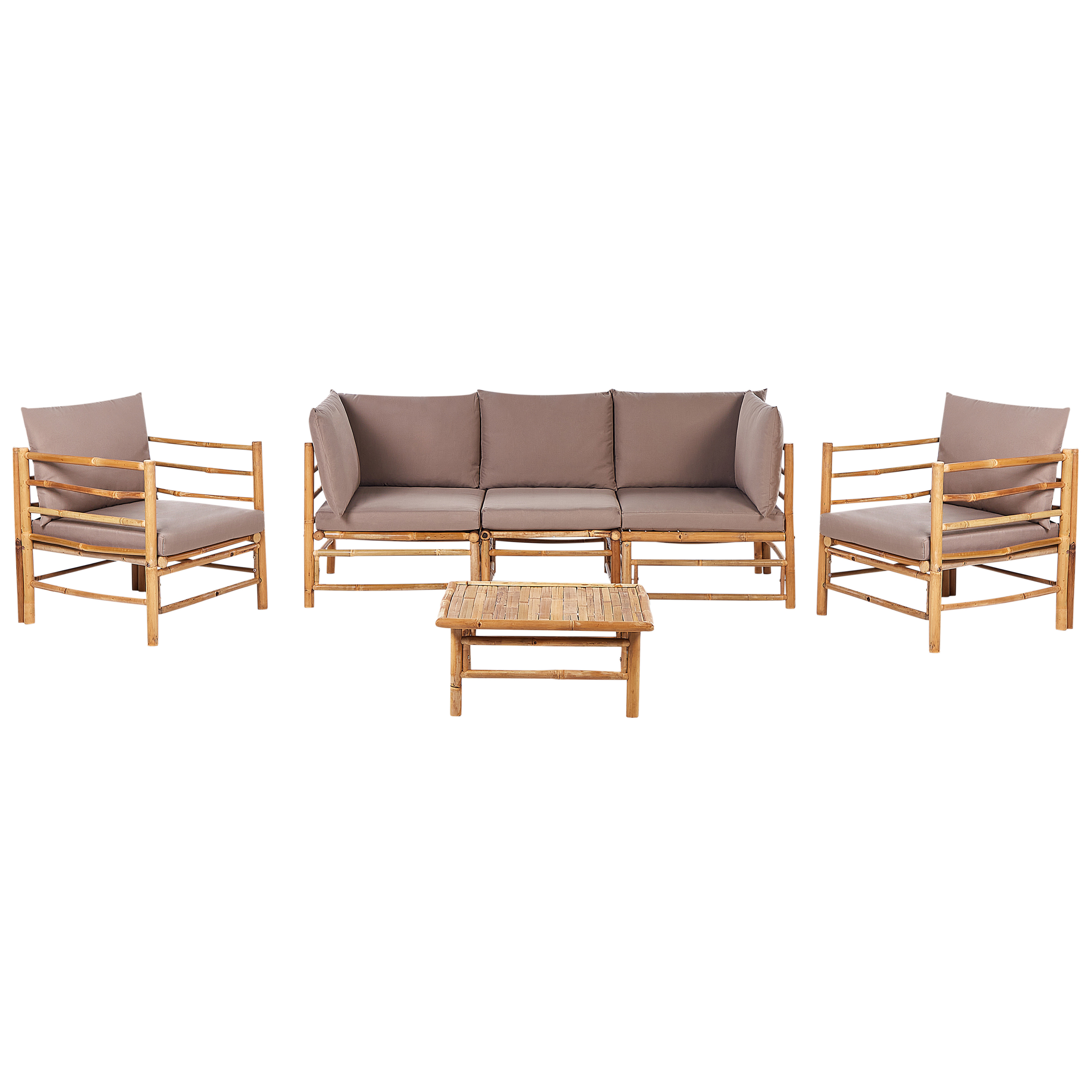 Trädgårdssoffgrupp med bord 5-sits CERRETO Bambu Taupe