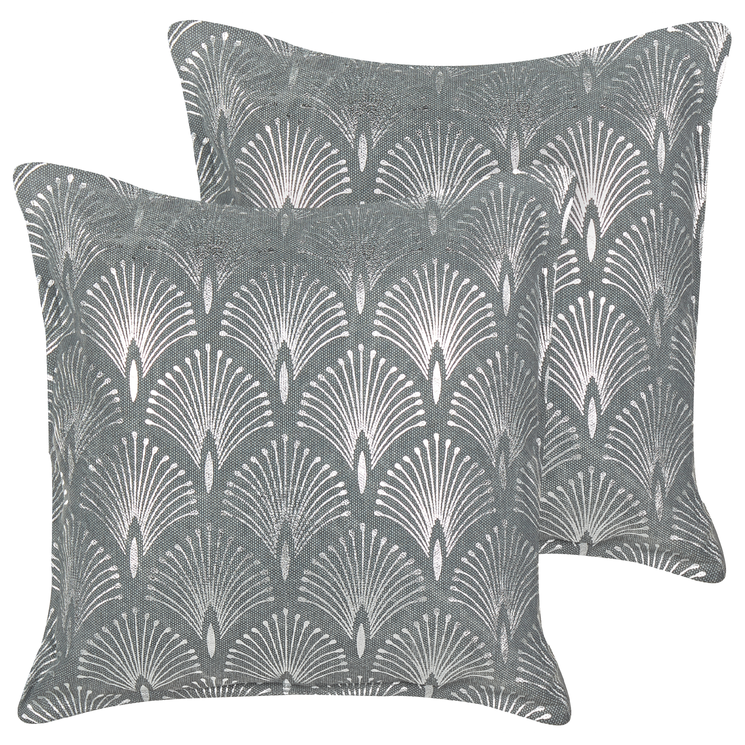 Set med 2 prydnadskuddar HOYA 45 x 45 cm Bomull Grå Geometriskt tryck