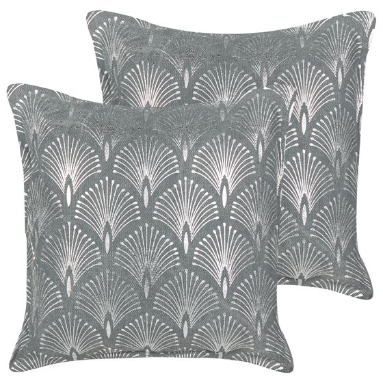Set med 2 prydnadskuddar HOYA 45 x 45 cm Bomull Grå Geometriskt tryck