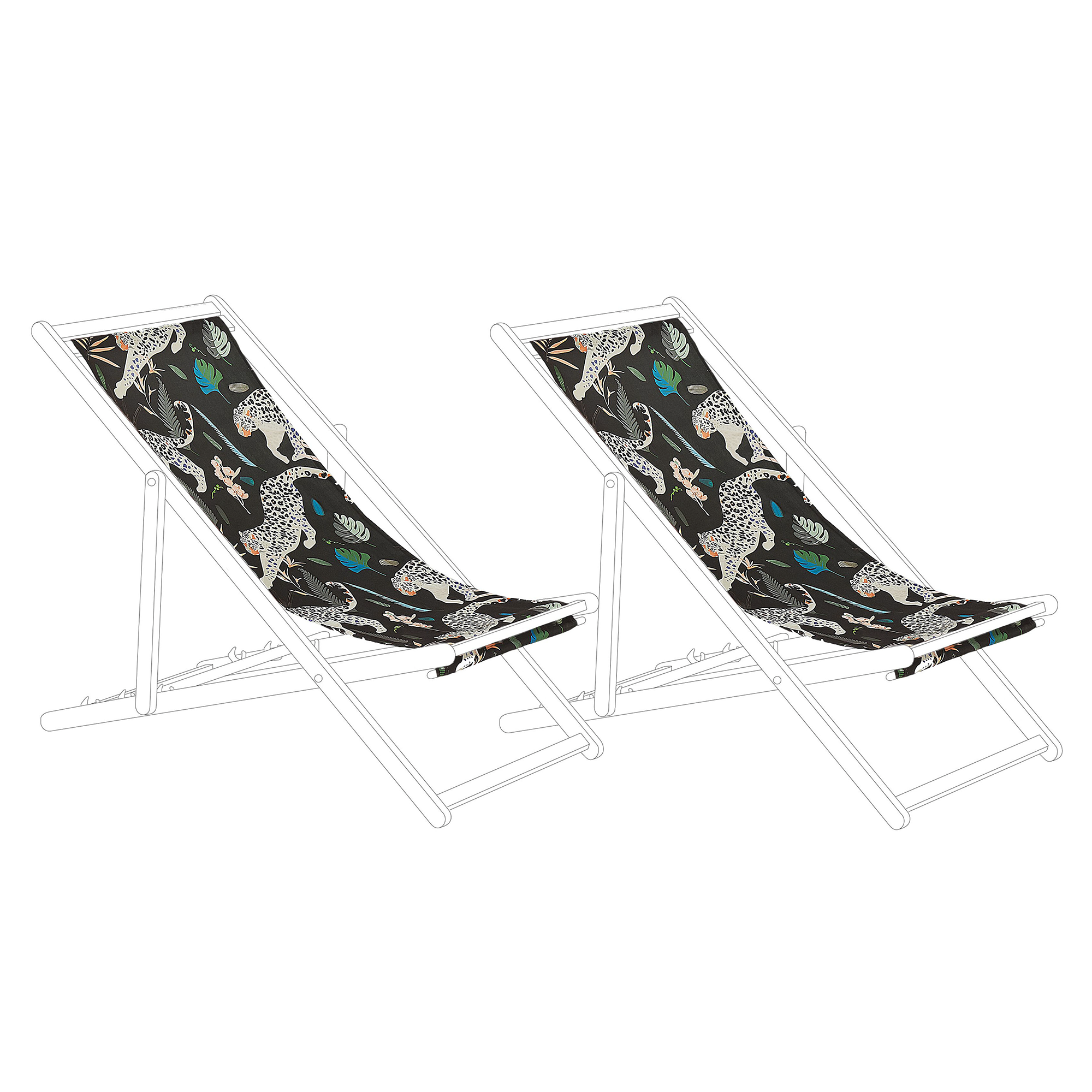 Set med 2 ersättningstyger för solstol ANZIO/AVELLINO 113 x 44 cm Svart