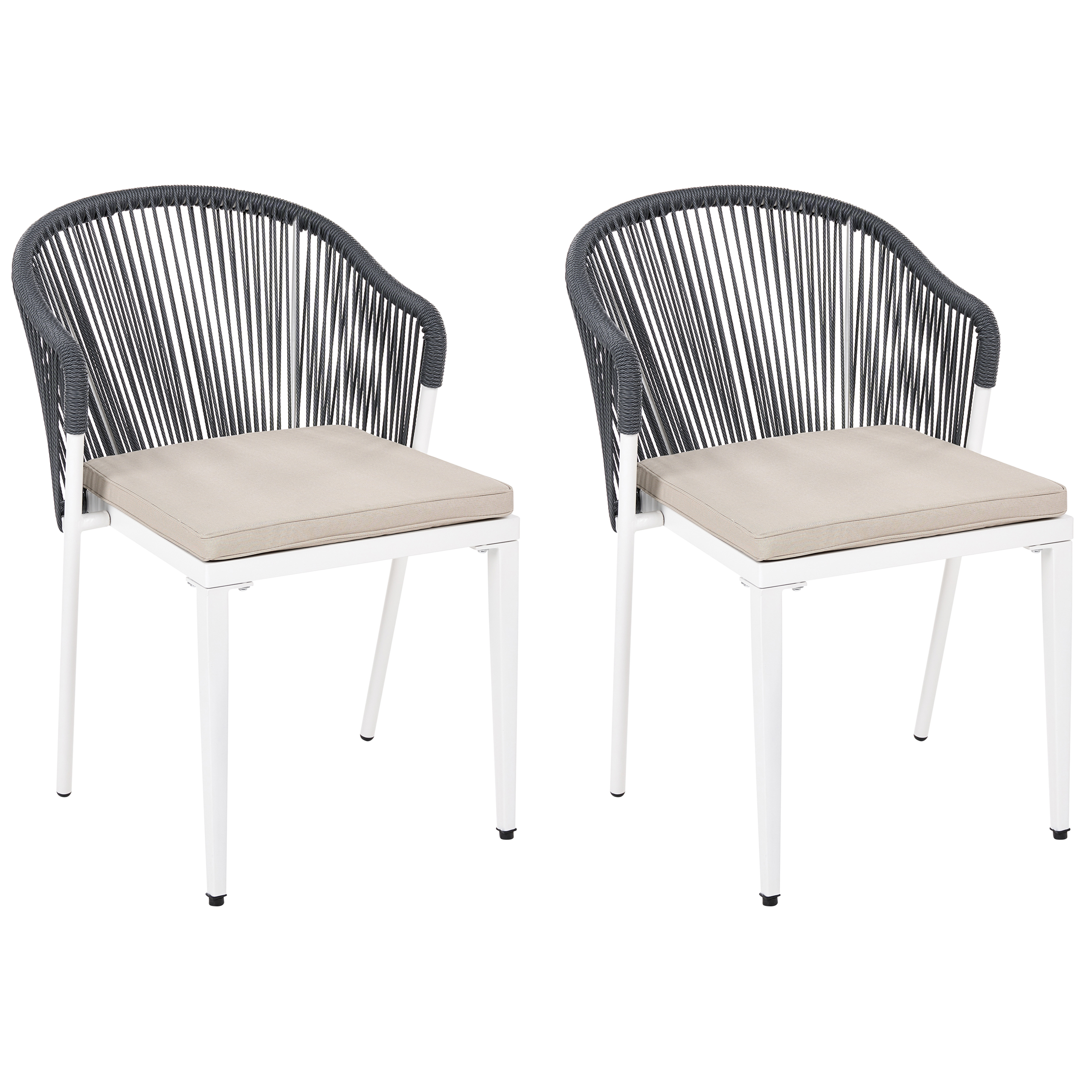 Set med 2 stolar med dynor PARANEA Metall Grå