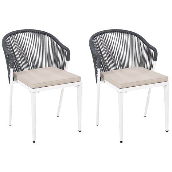 Set med 2 stolar med dynor PARANEA Metall Grå