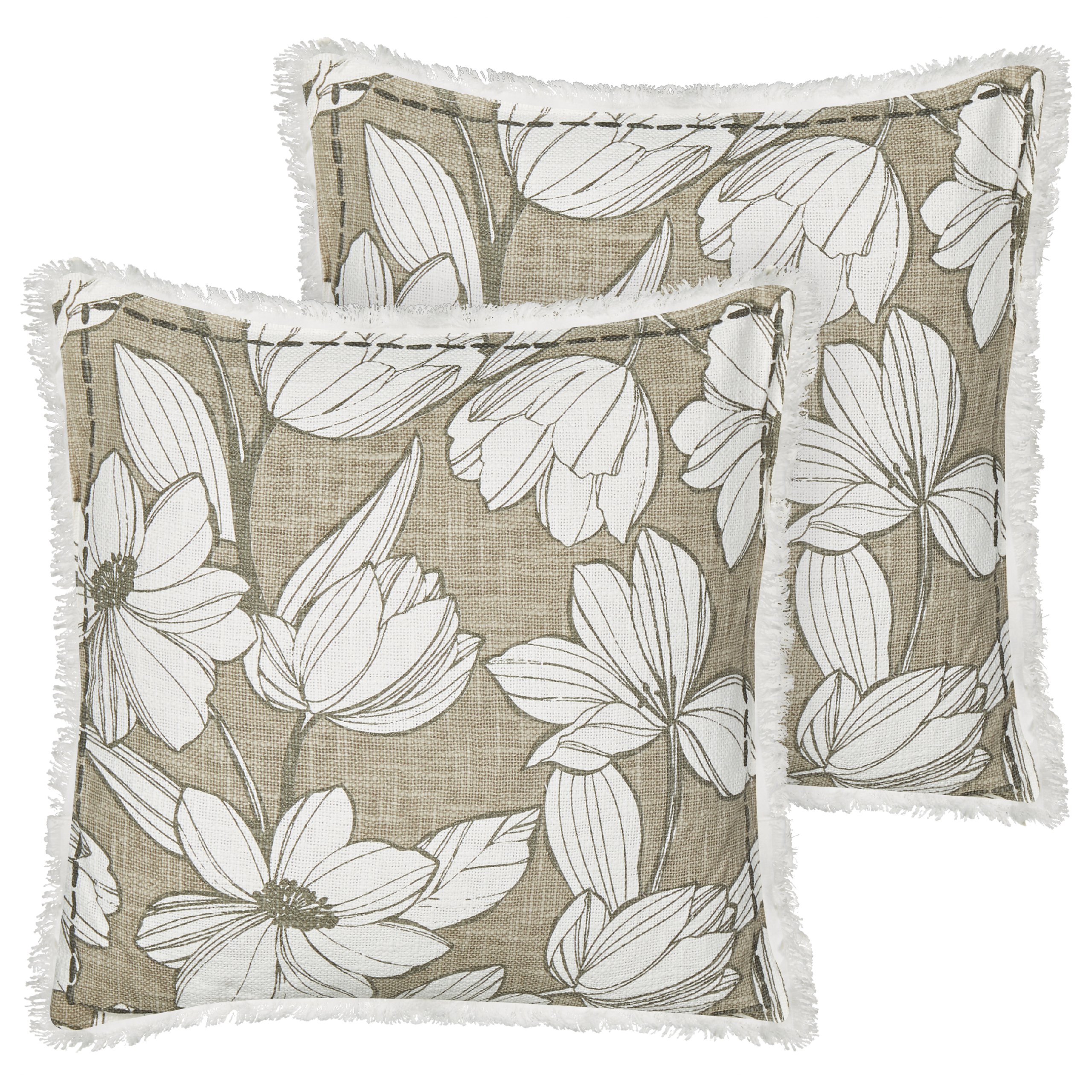 Set med 2 prydnadskuddar CYANOTIS 45 x 45 cm Bomull Grön Blommigt tryck