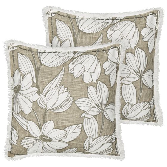 Set med 2 prydnadskuddar CYANOTIS 45 x 45 cm Bomull Grön Blommigt tryck
