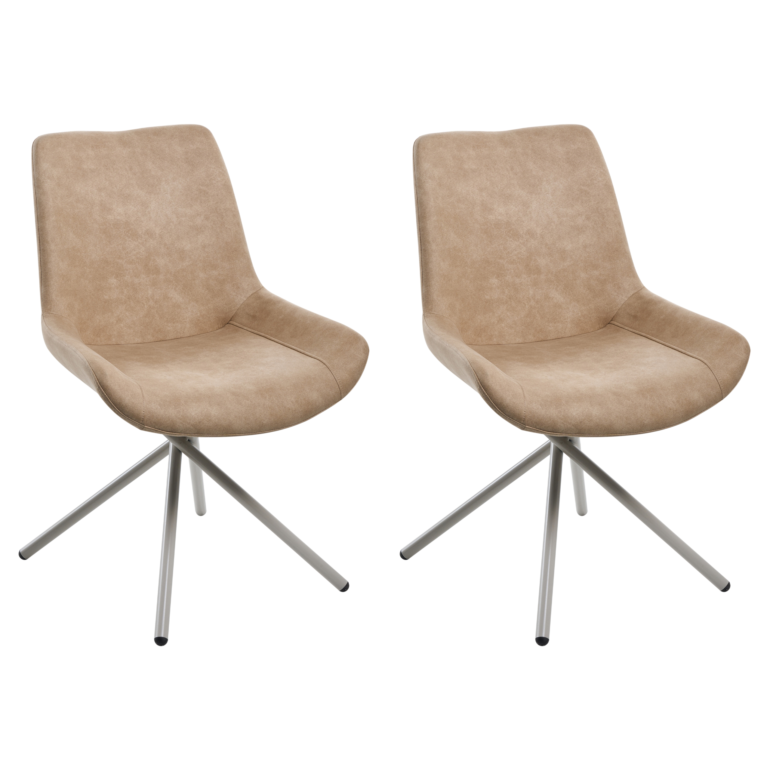 Set med 2 matstolar HAILEY Fuskmocka Beige