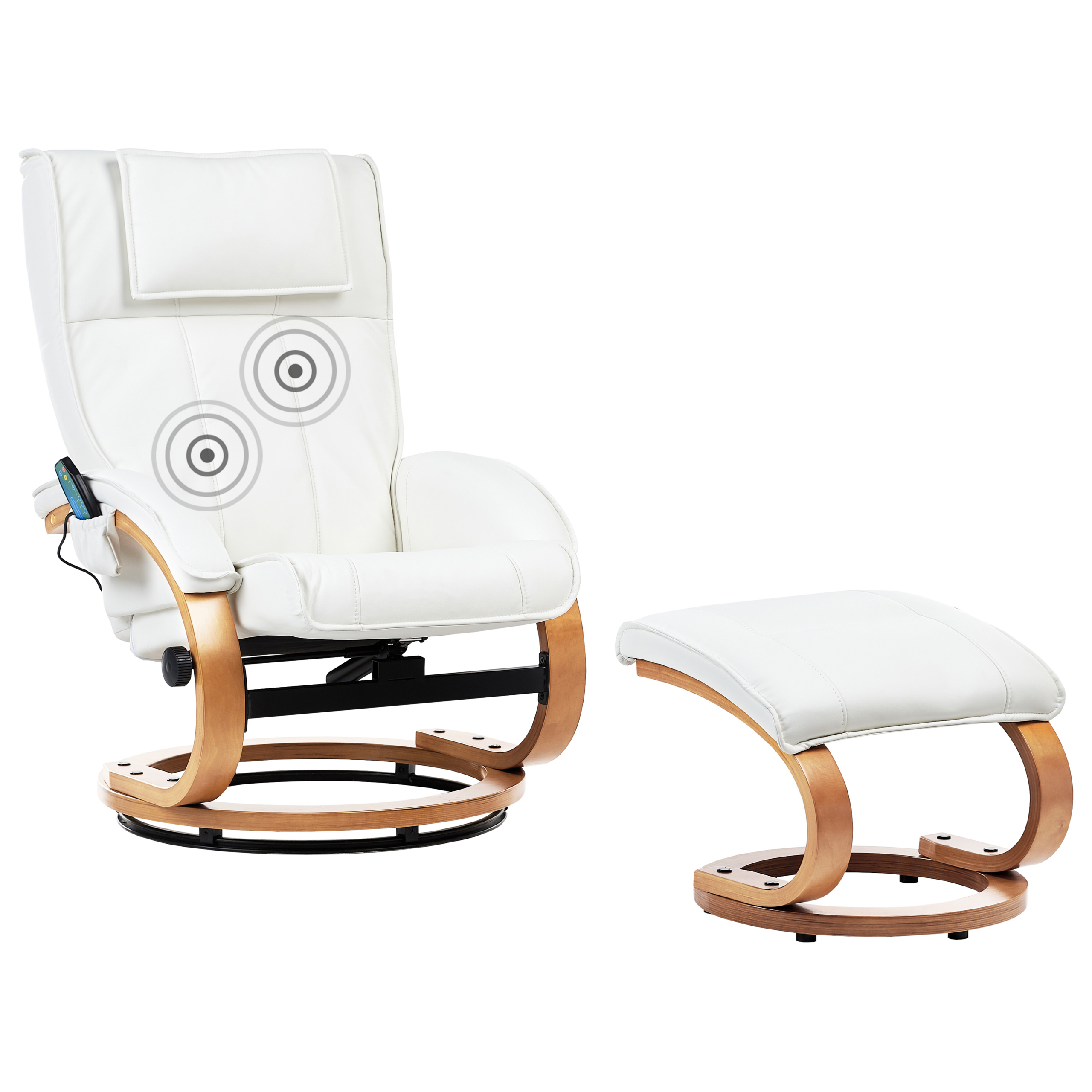 Massagestol MAJESTIC med fotpall Konstläder Vit