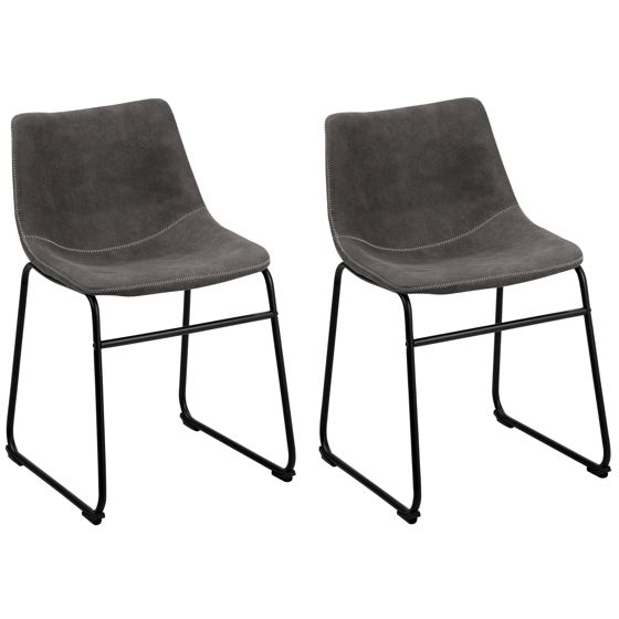 Set med 2 matstolar BATAVIA Mörkgrå