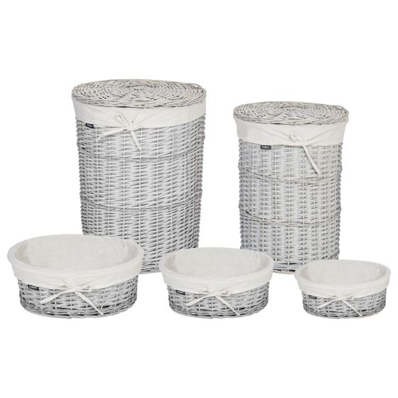 Set med 5 korgar VAKARI Videträ Vit 55/89 L