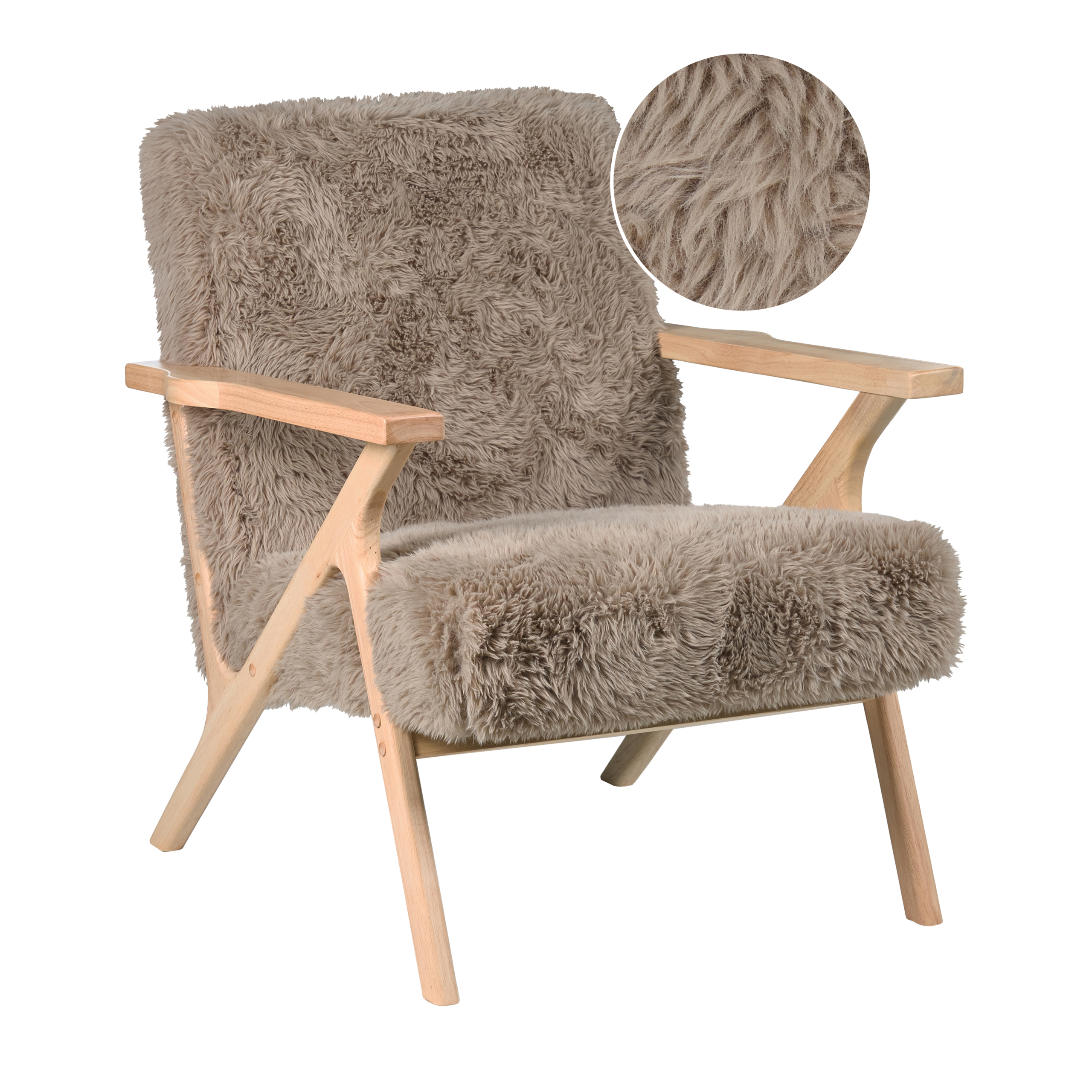 Fåtölj KISA Fuskpäls Taupe