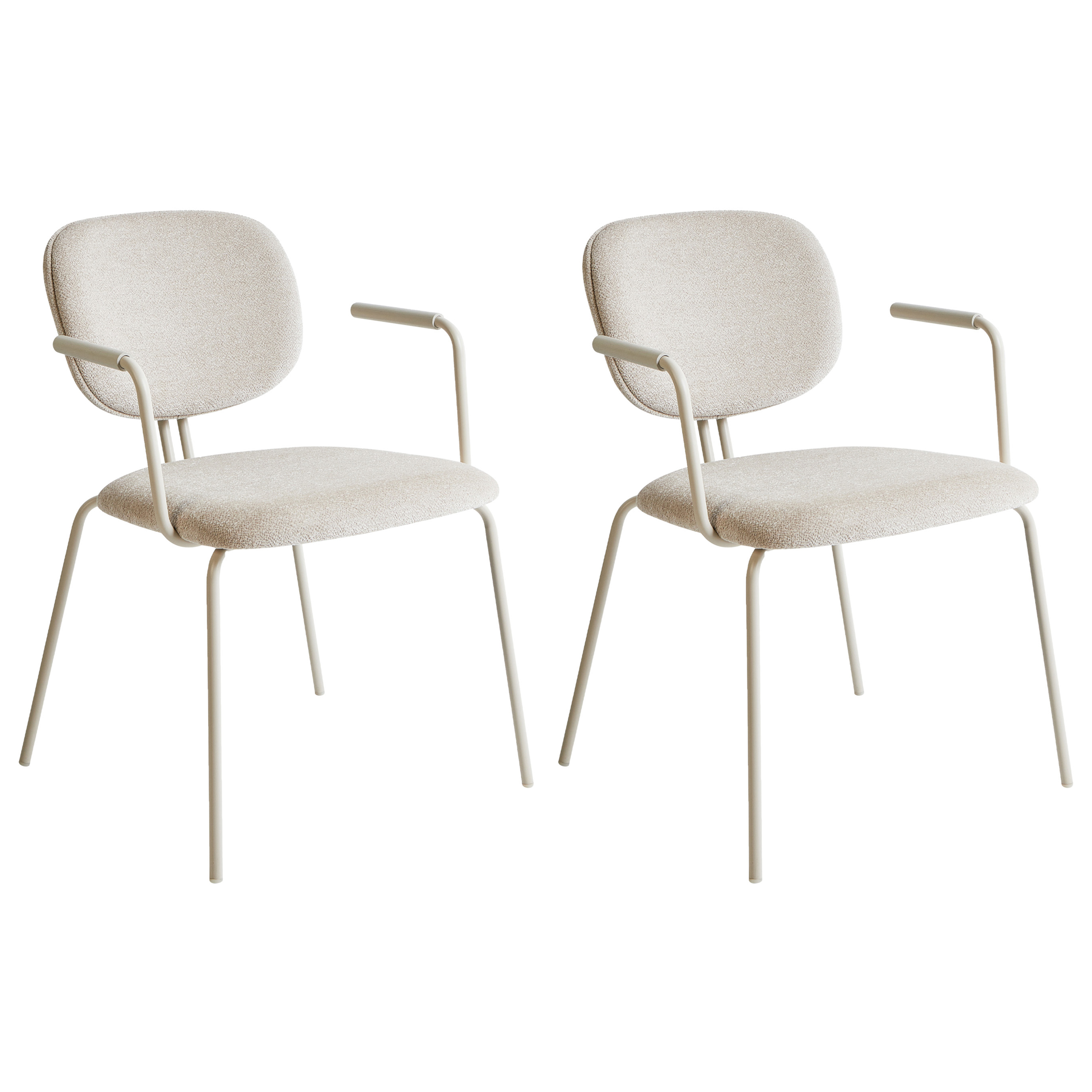 Set med 2 matstolar CARILLE Chenille Ljusbeige