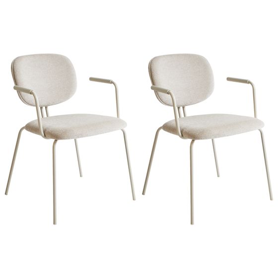 Set med 2 matstolar CARILLE Chenille Ljusbeige