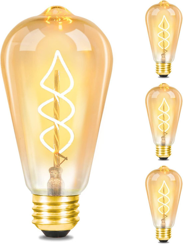 NETTLIFE 3 st E27 LED-lampa vintage ST64 retrolampa varmvit 4W glödtråd 2200K