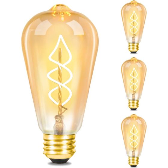 NETTLIFE 3 st E27 LED-lampa vintage ST64 retrolampa varmvit 4W glödtråd 2200K