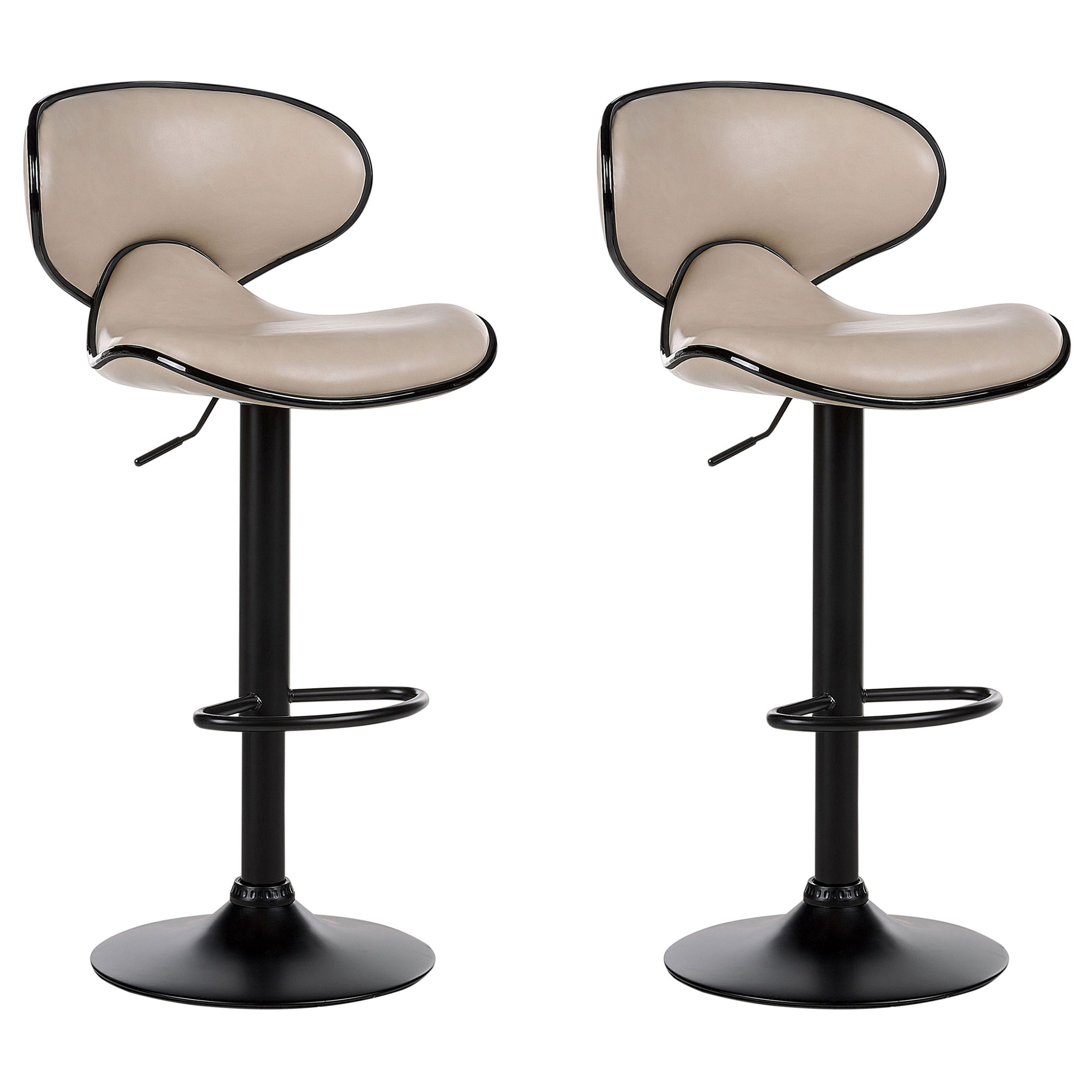 Set med 2 barstolar CONWAY Vridbar Konstläder Ljusbeige