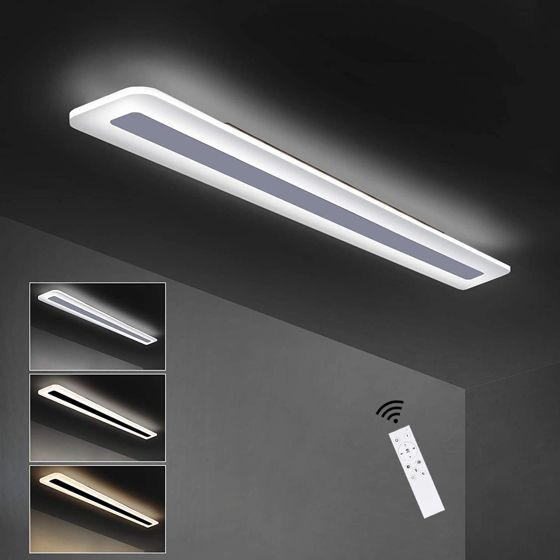 NETTLIFE Modern LED-taklampa 80 cm, Vit, Dimbar med fjärrkontroll, Matt akryl, För kontor och kök