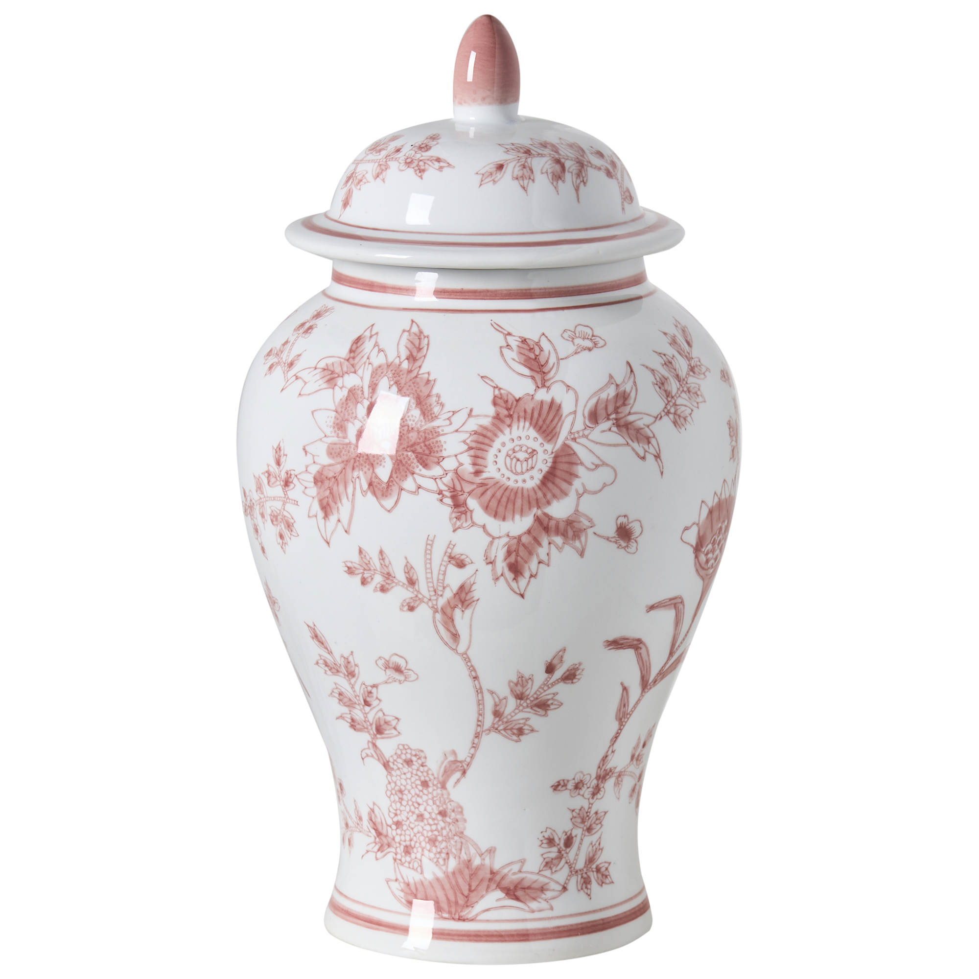 Vas med lock SEWILLA 38 cm Porslin Röd/ vit