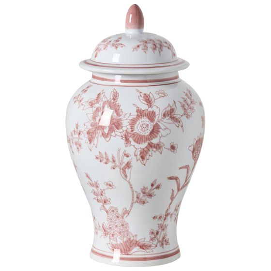 Vas med lock SEWILLA 38 cm Porslin Röd/ vit