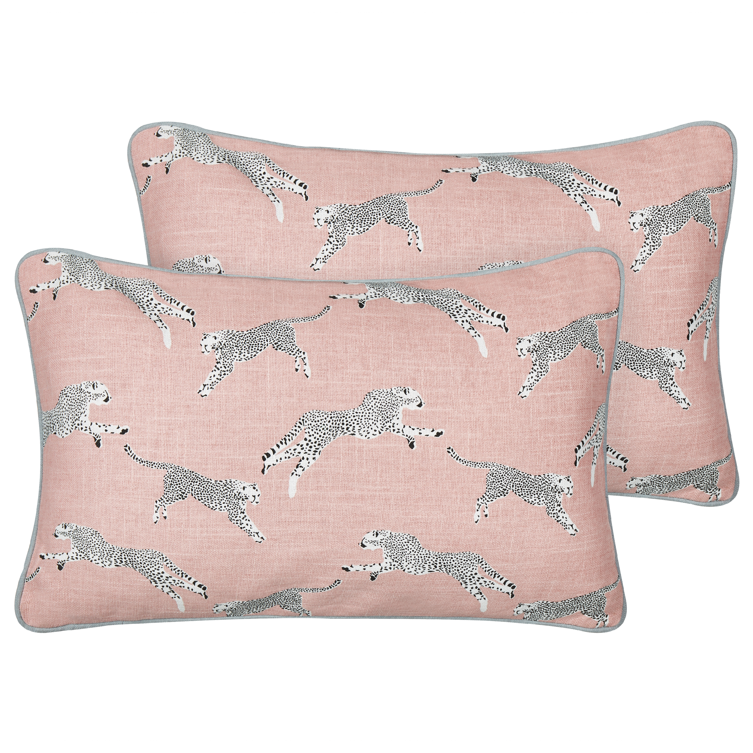 Set med 2 prydnadskuddar ARALES 30 x 50 cm Bomull Pastellrosa Djurtryck