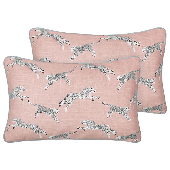 Set med 2 prydnadskuddar ARALES 30 x 50 cm Bomull Pastellrosa Djurtryck
