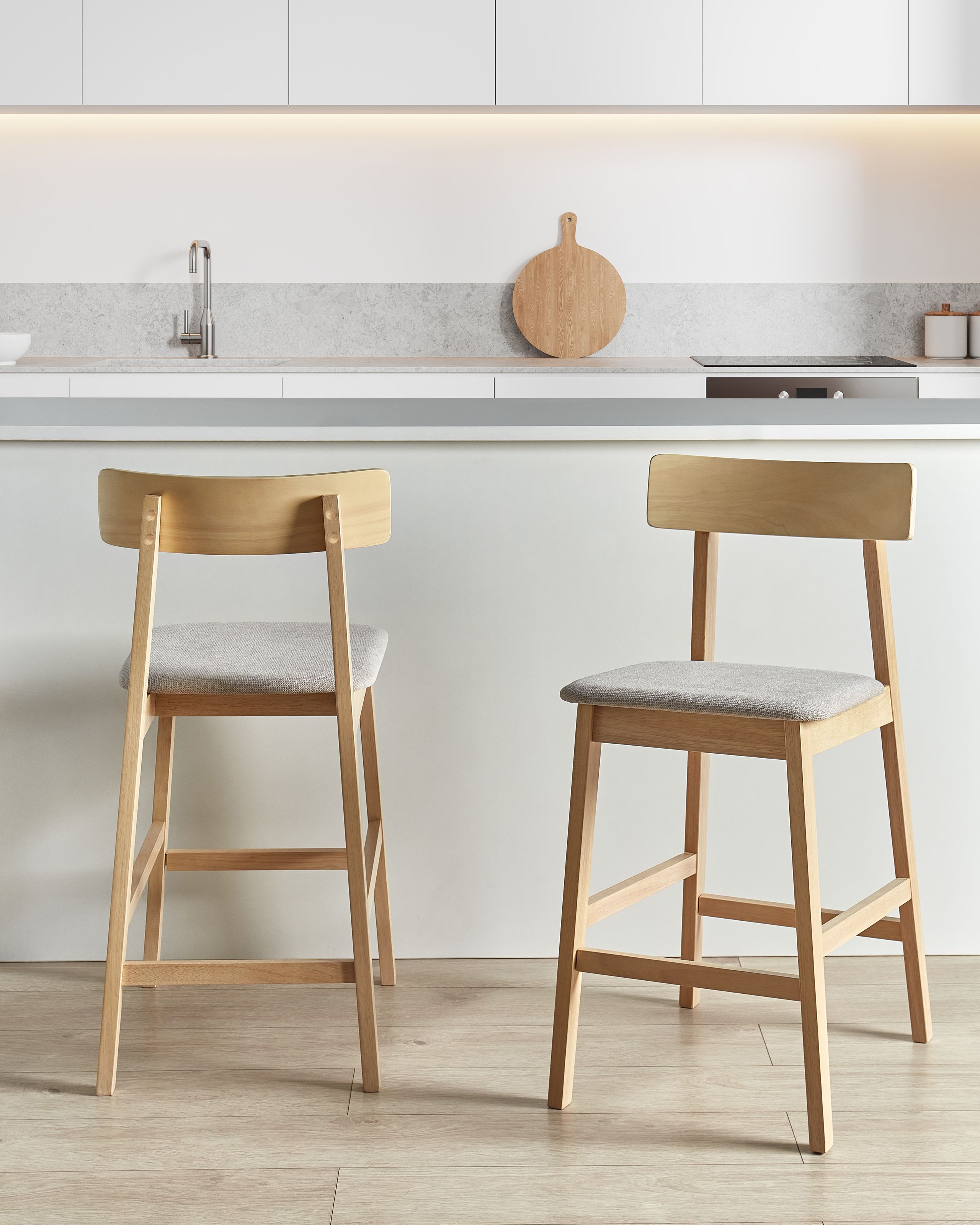 Set med 2 barstolar ISANTI Trä Ljusbrun/ Taupe