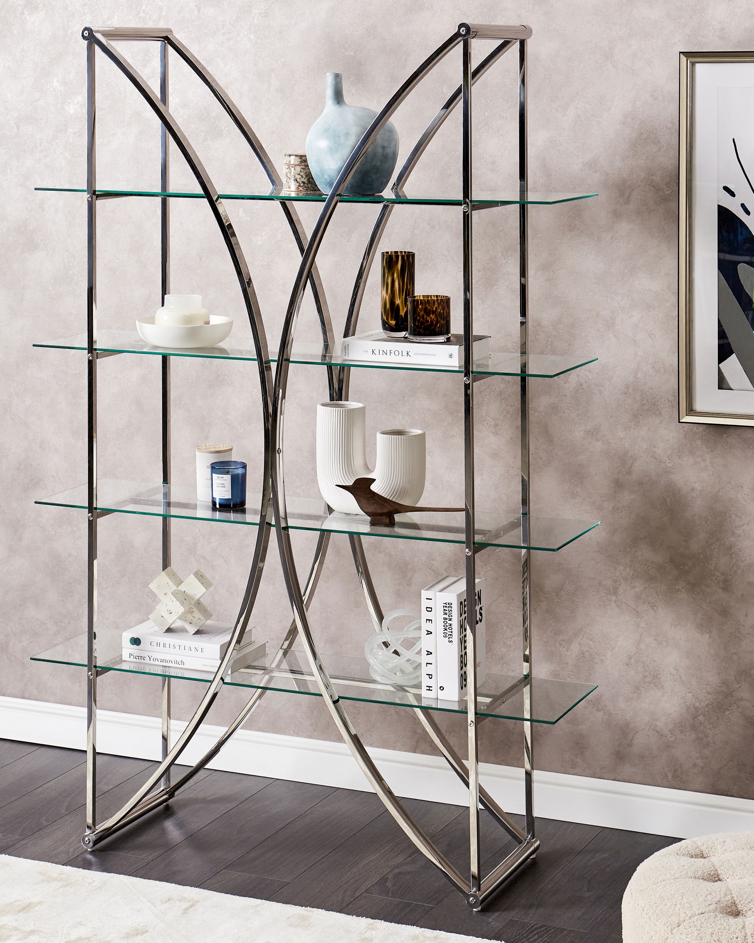 Hyllsystem med 4 hyllplan HOLLOW 175 cm Metall Silver