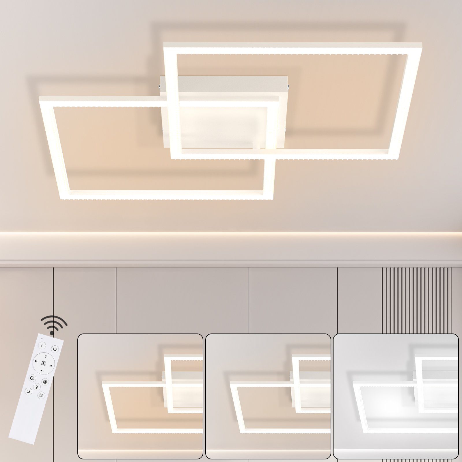 NETTLIFE LED - taklampa, dimbar vardagsrum, modern design Med fjärrkontroll 52W Kökslampa, sovrum matsal kök