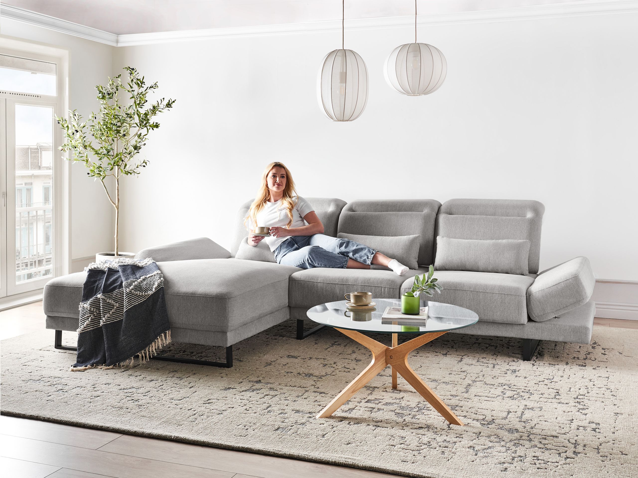 Hörnsoffa 4-sits IKAST Ljusgrå Högervänd