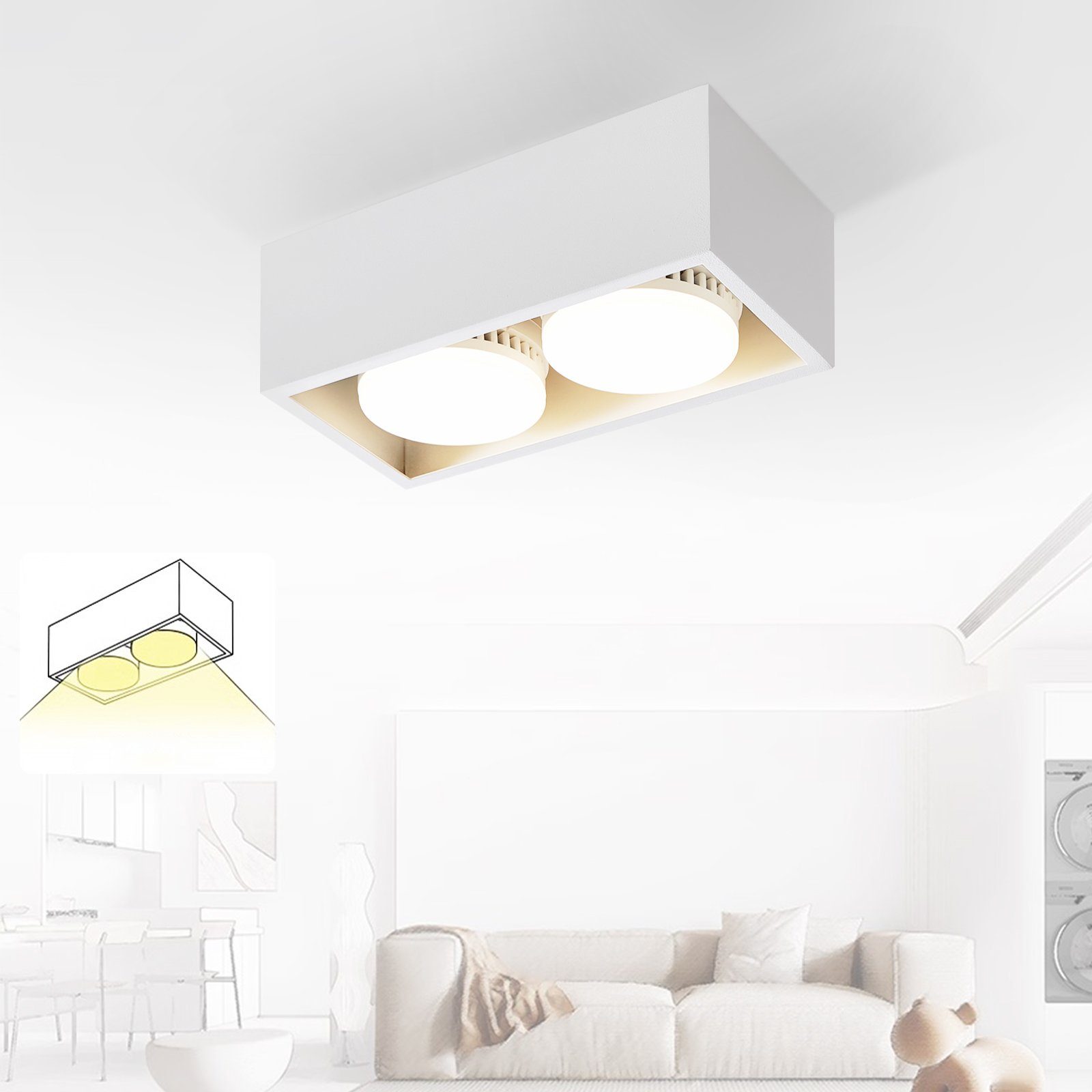 NETTLIFE 2 LED - utanpåliggande takspotlight, varmvit, justerbar GX53