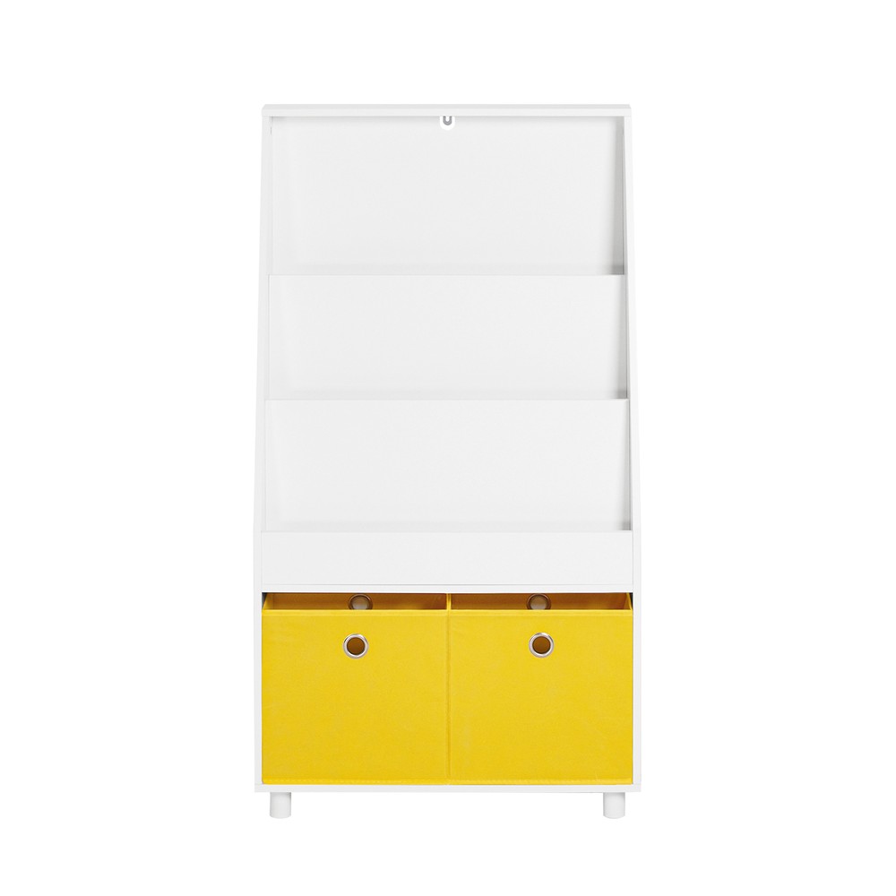 SoBuy Barnhylla med 2 korgar Liten bokhylla Organizer för leksaker och böcker KMB69-W