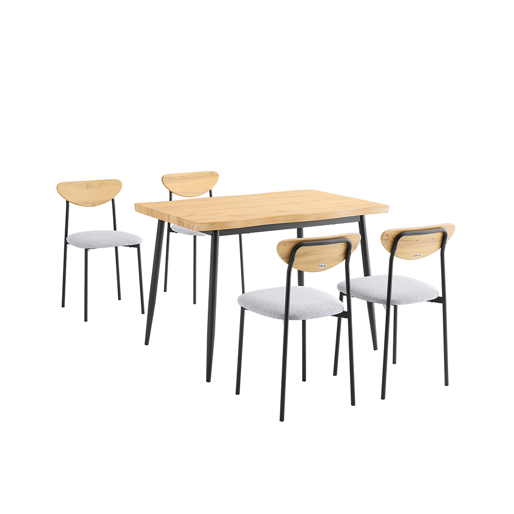 SoBuy Matgrupp, 5-delat matbord och 4 stolar, bekväma stolar med skumöverdrag, litet matbord för matsal, kök och vardagsrum, perfekt för kompakta utrymmen OGT52-N