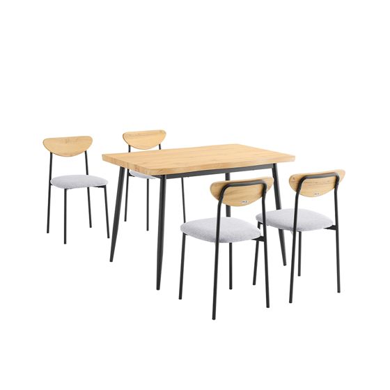 SoBuy Matgrupp, 5-delat matbord och 4 stolar, bekväma stolar med skumöverdrag, litet matbord för matsal, kök och vardagsrum, perfekt för kompakta utrymmen OGT52-N