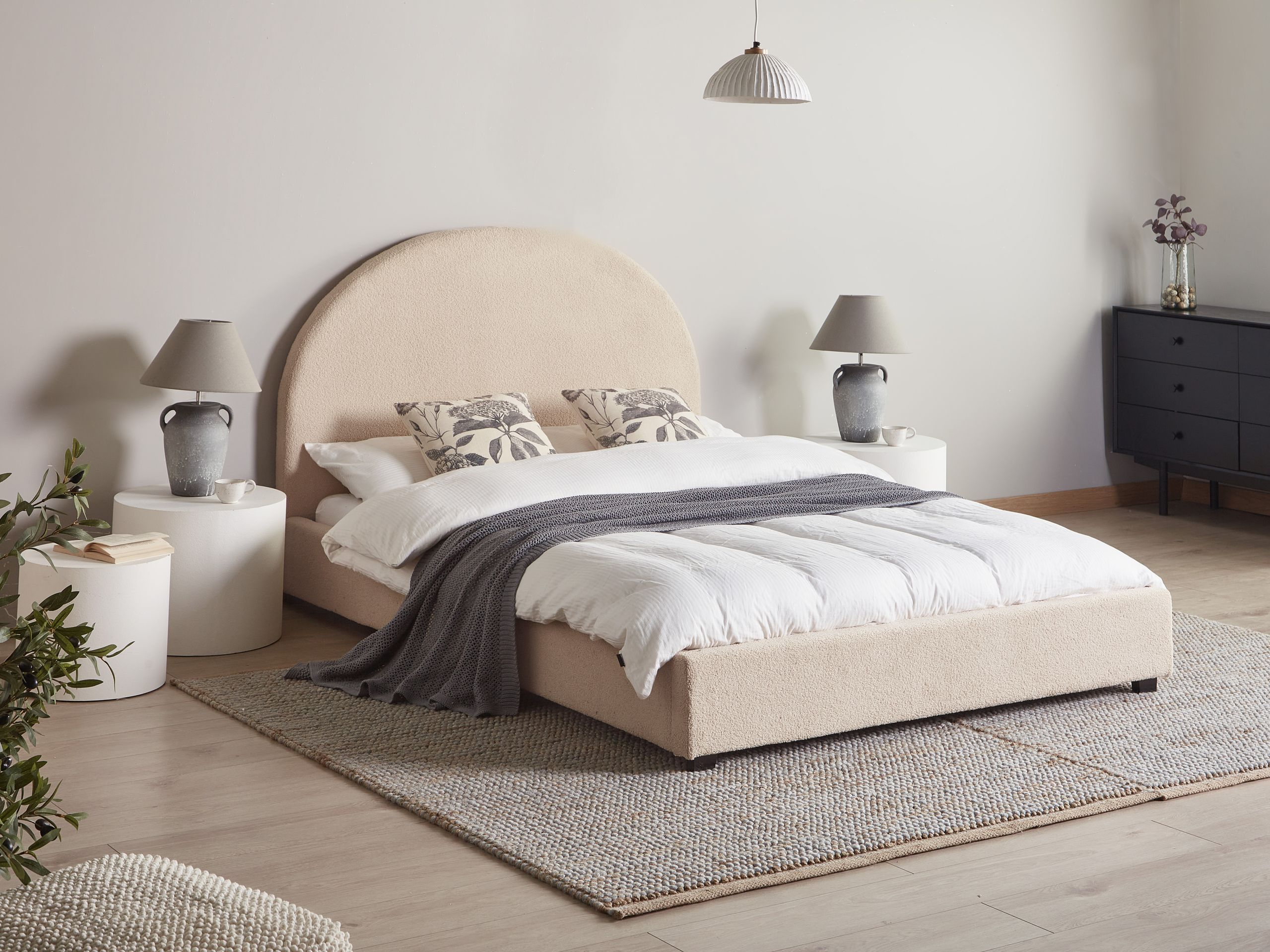Säng med lamellram Bouclé VAUCLUSE 140 x 200 cm Beige
