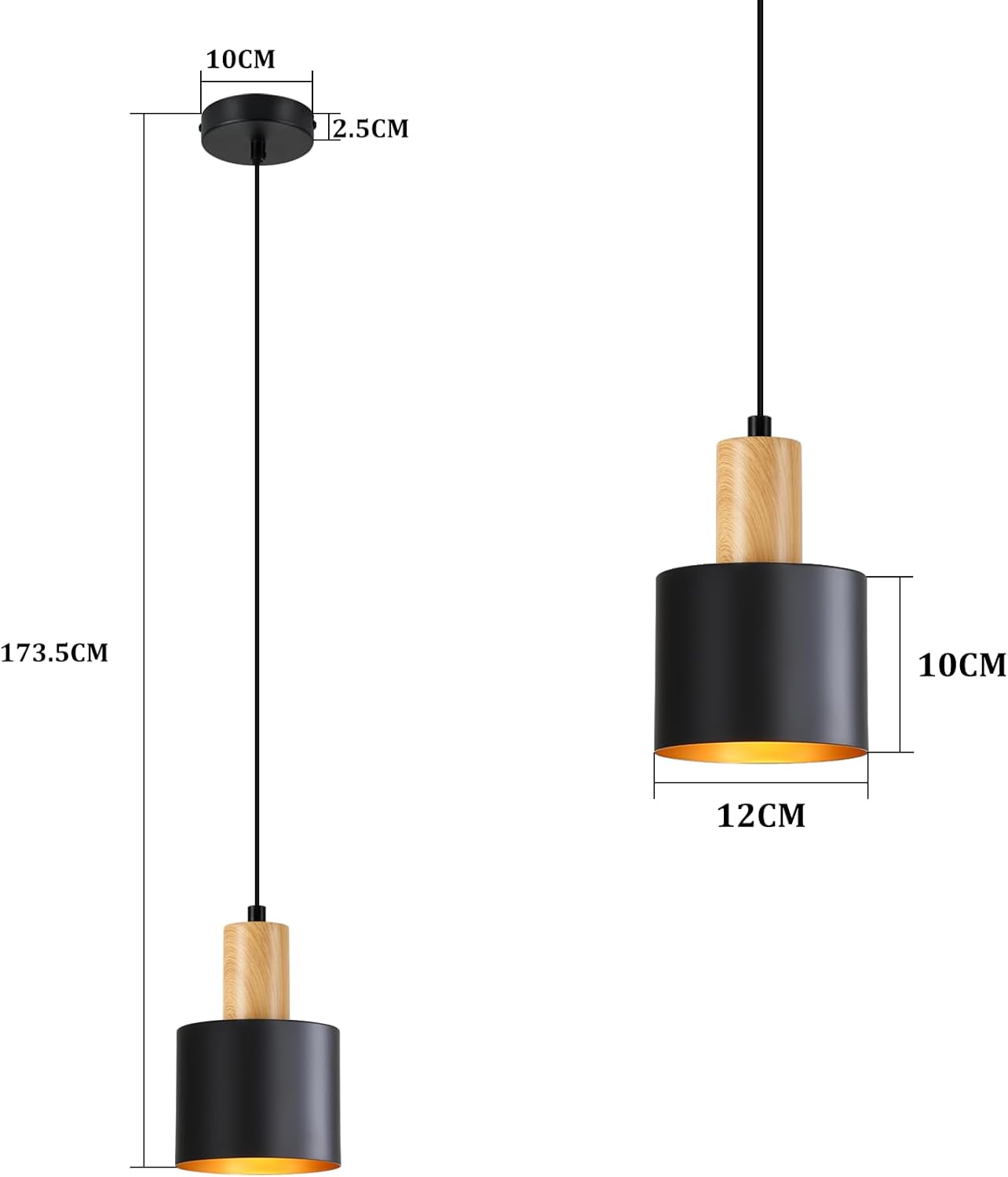 NETTLIFE Vintage hängande svart E27, justerbar taklampa för matsalen