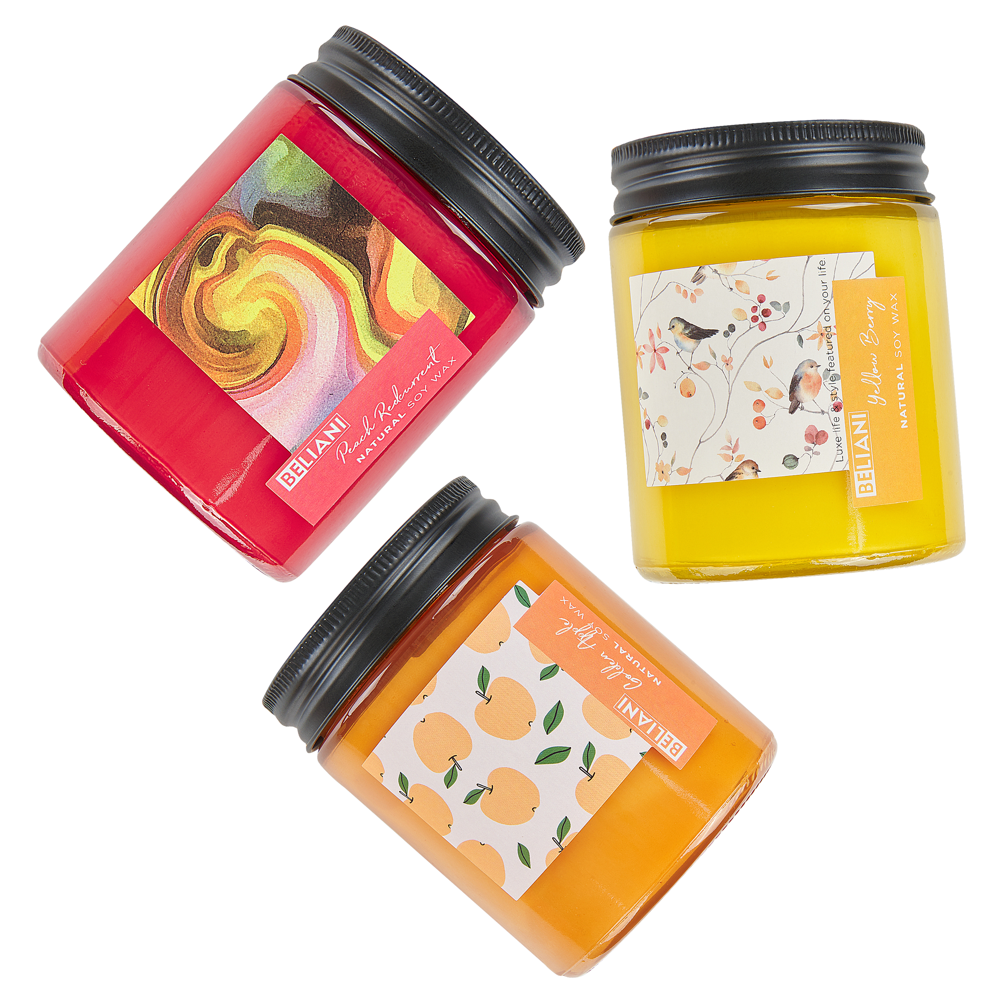 Doftljus 3-pack FRUITY BLOOM Sojavax Fruktiga doftnoter