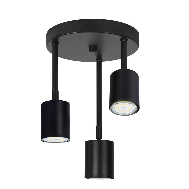NETTLIFE Takspotlight svart, 3 justerbara LED GU10-lampor, 350°
