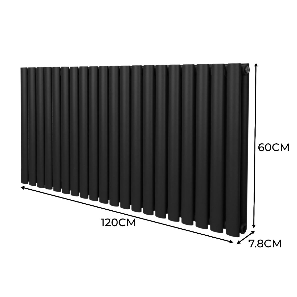 Oval kolumnradiator – 600 mm x 1200 mm – Svart