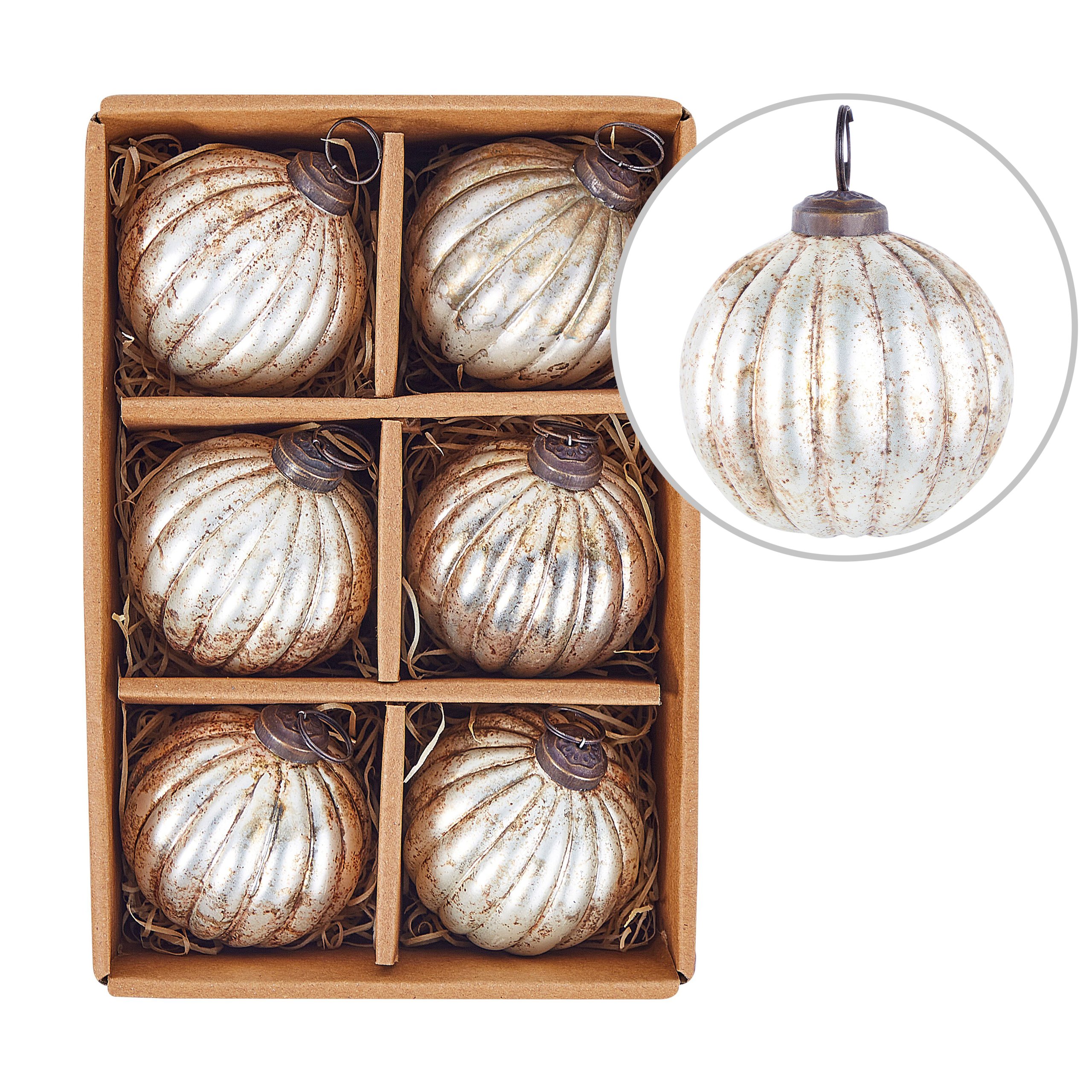 Set med 6 julgranskulor IVOIRE Glas Silver
