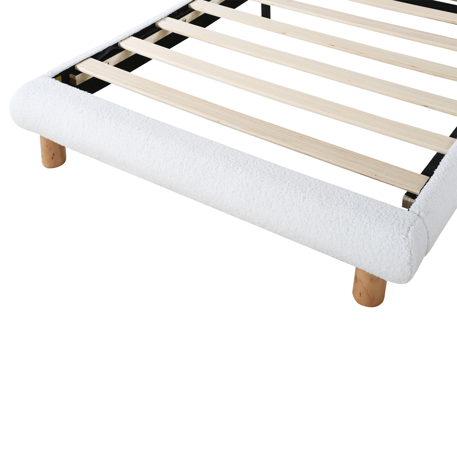 Klädd Barnsäng 90 x 200 cm, Vit, Tygklädd Ring