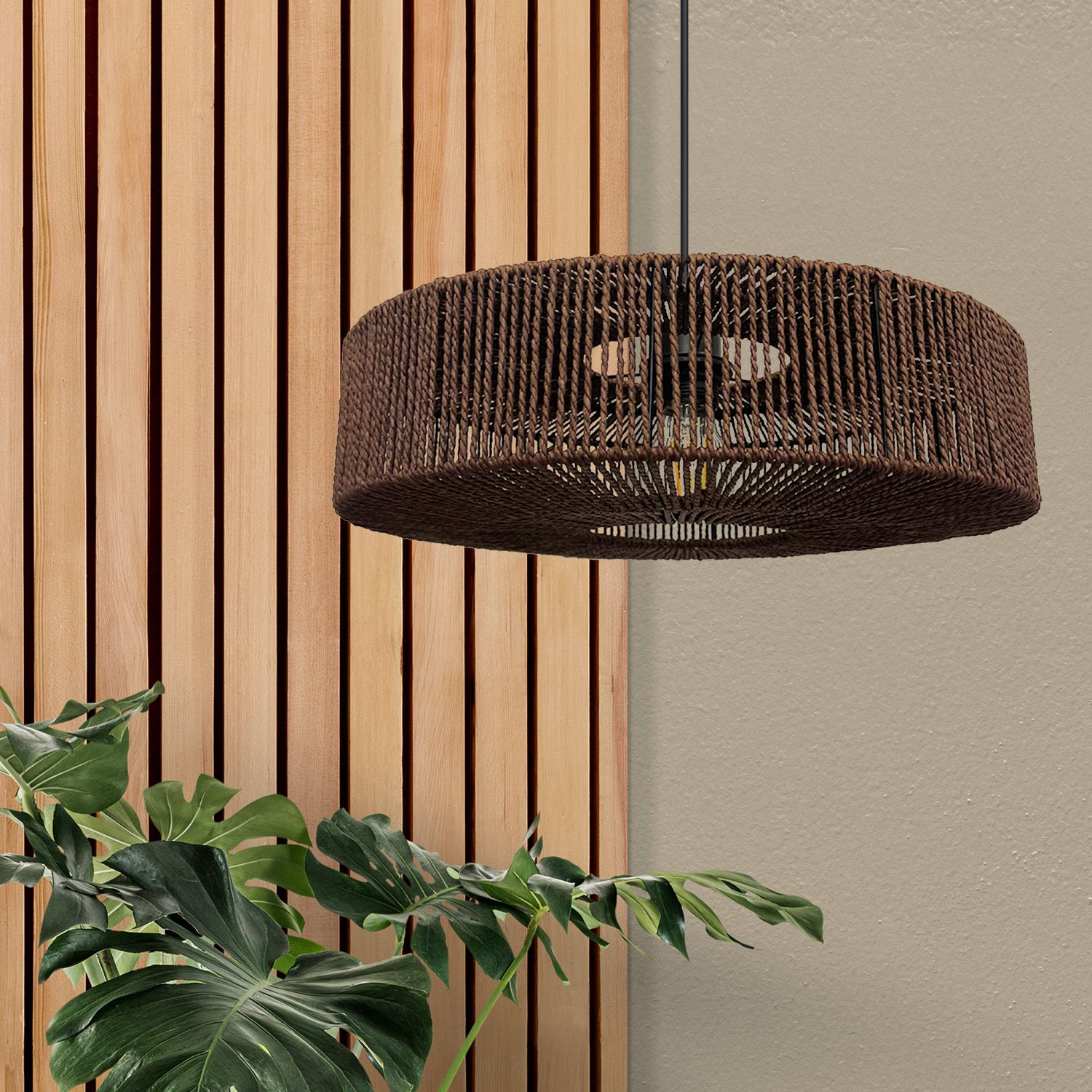 TOOLIGHT hängande taklampa APP1295-1CP BOHO Brun 40x40x12,5cm