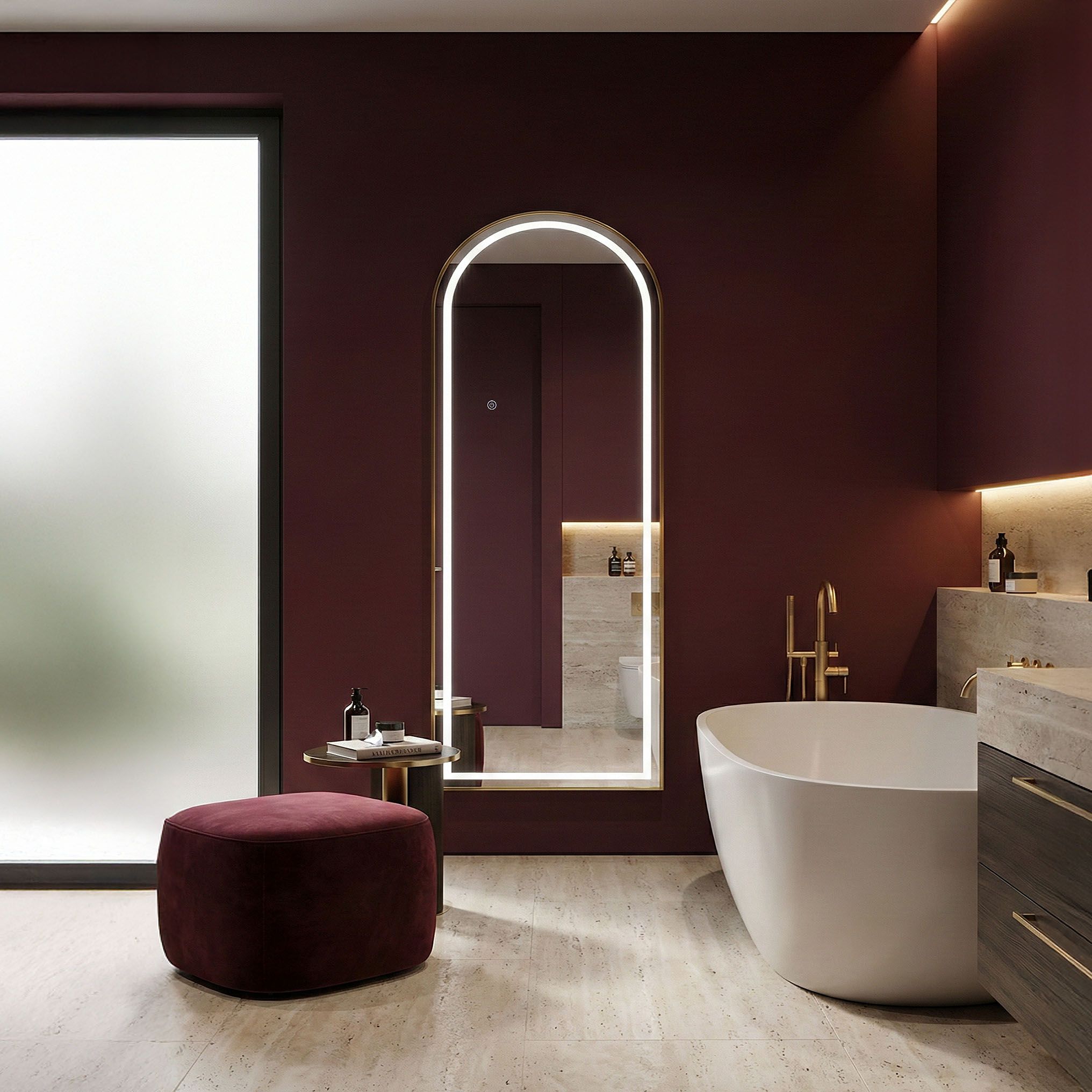 REA spegel Orbit led 60x70 Borstat guld 3x60x170cm