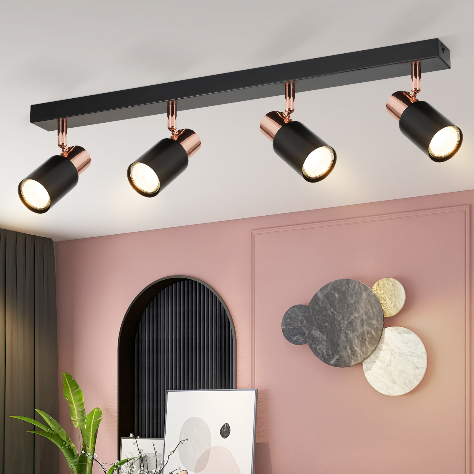 NETTLIFE takspotlight, 4 lampor, GU10-lampa för kök, 355° roterbar taklampa, modern spotlight