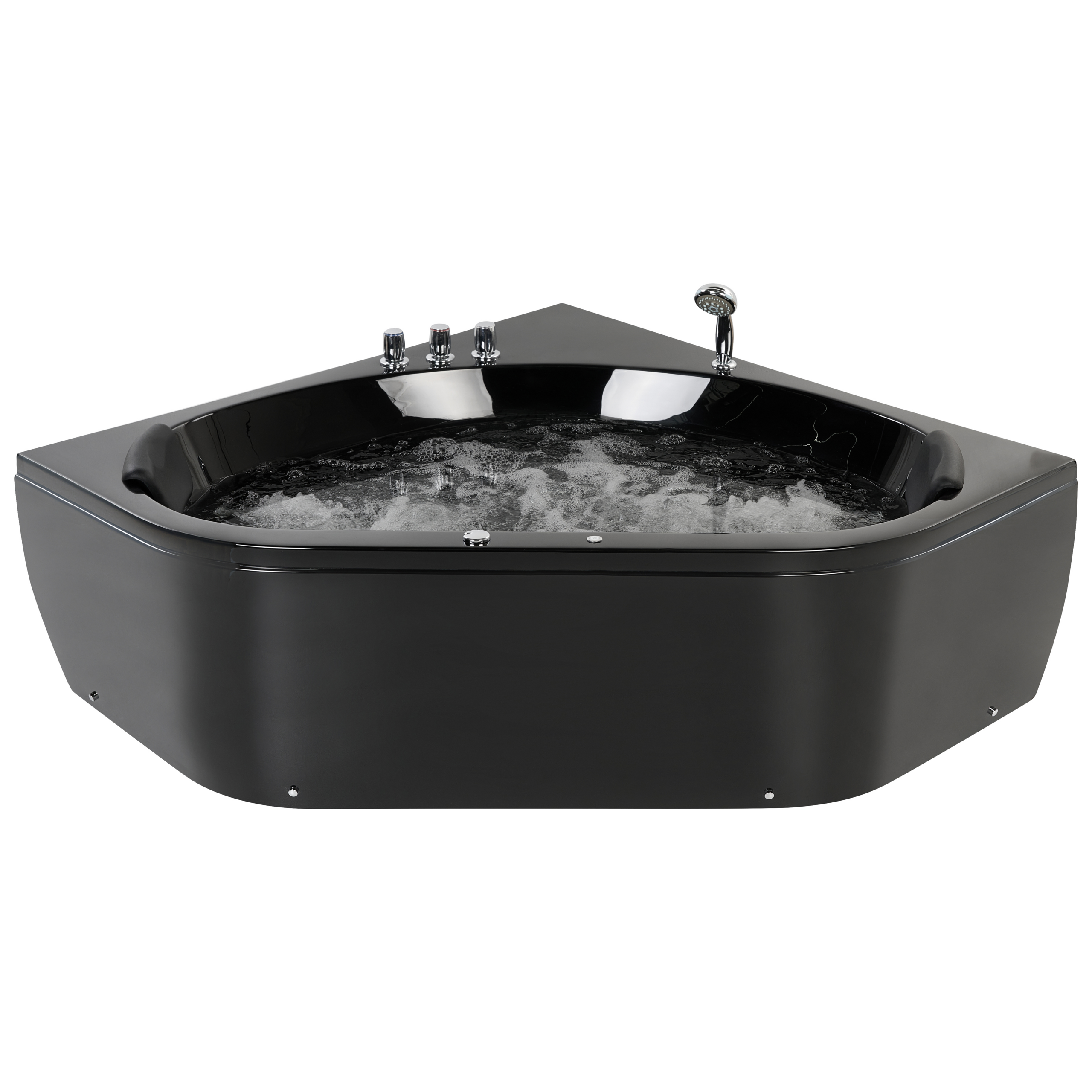 Hörnbubbelbadkar med LED MEVES 1400 x 1400 mm Svart