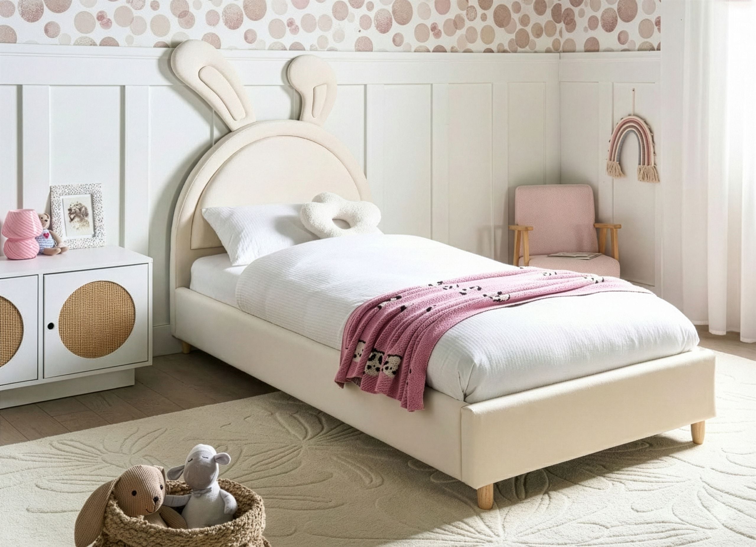 Barnsäng Kanin Sammet LALLIAS 90 x 200 cm Beige