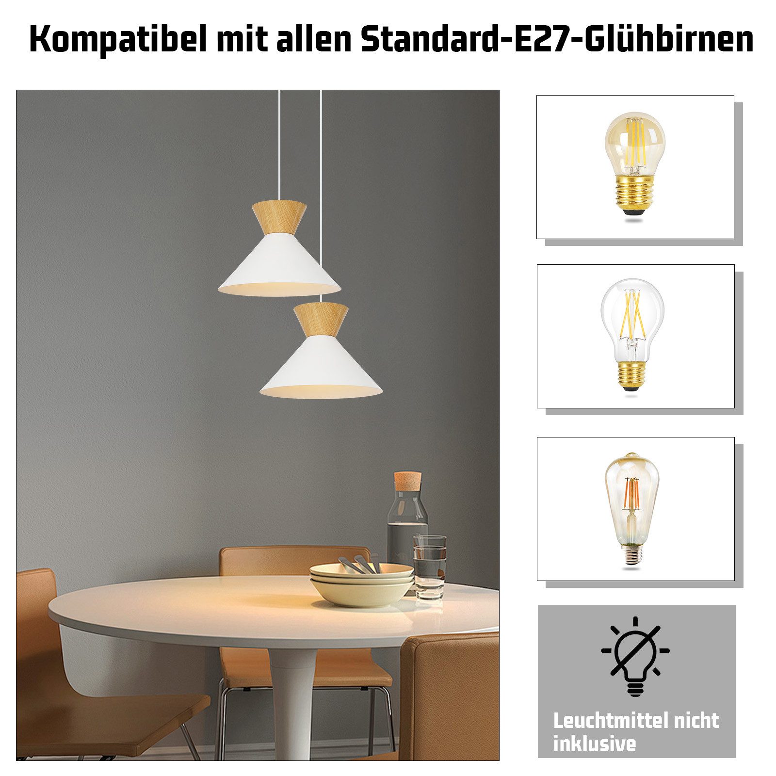 NETTLIFE Vintage - matsal, pendellampa, 2 x svart, pendellampa, industriell, pendellampa, E27, metall, retro