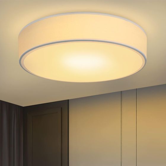 NETTLIFE - taklampa för sovrummet, rund taklampa - 1 lampa, E27, vardagsrumslampa, 30 cm, tyg, modern sovrumslampa